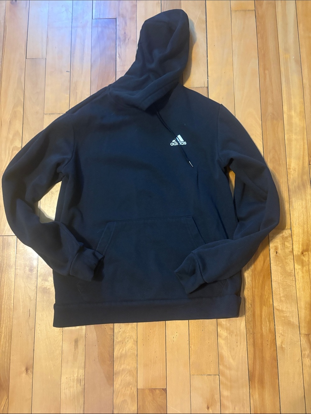 adidas Black Hoodie with Small White Logo